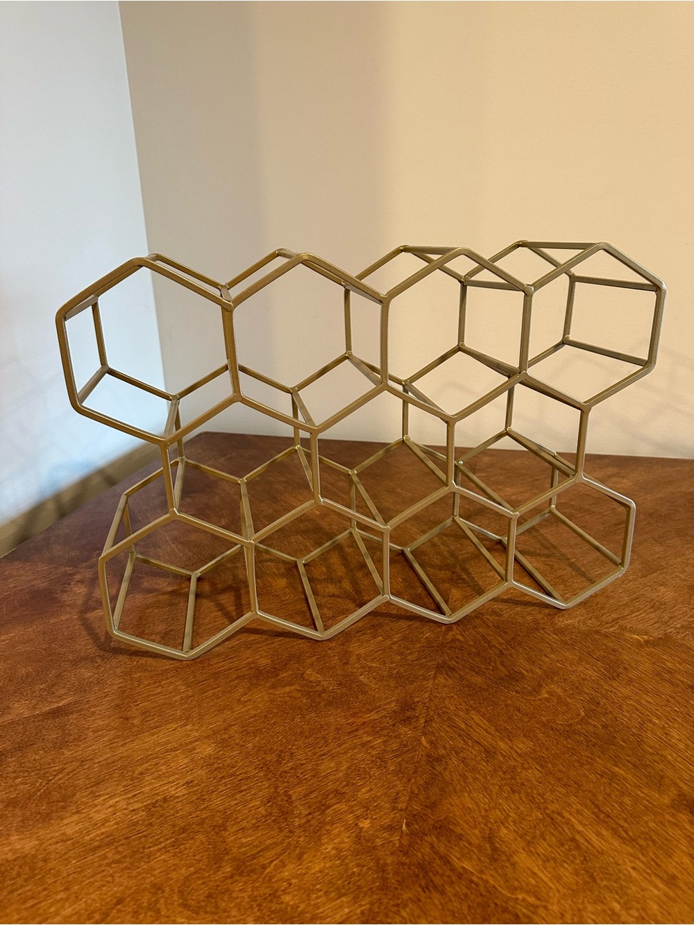 Honeycomb Metal Wine Rack in Gold
